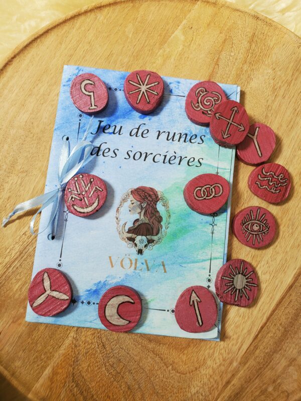 Runes de sorcières bois - rose/argentée