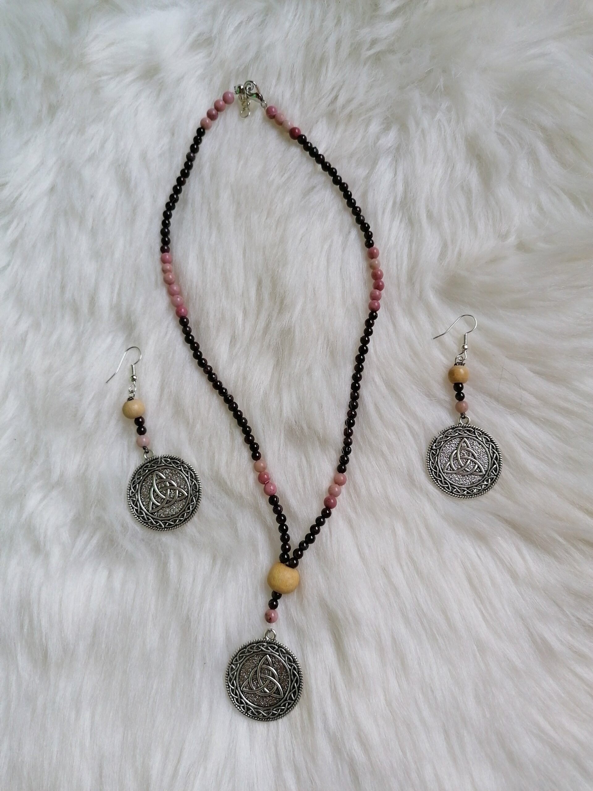 Parure en Grenat et Quartz rose