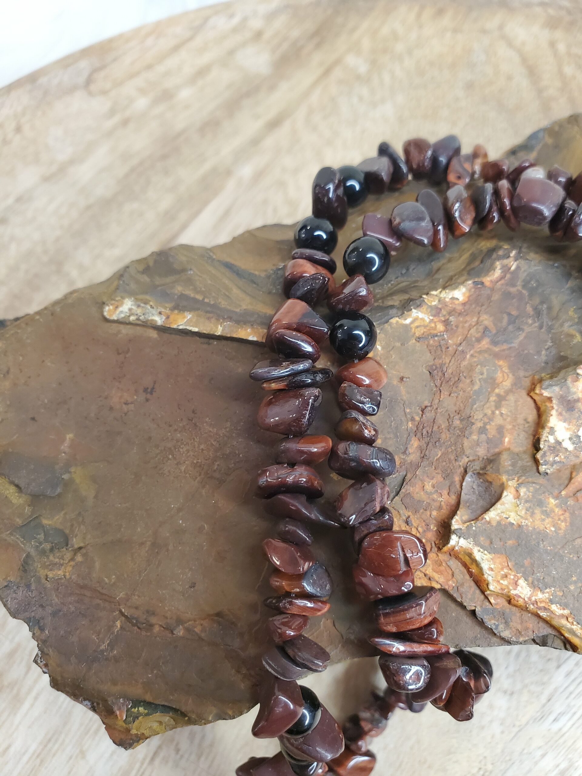 Collier mixte en Œil de Taureau et Tourmaline noire. – Image 3