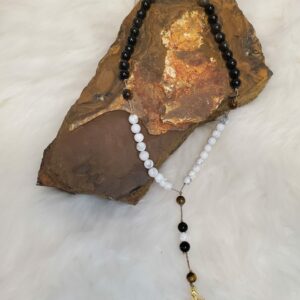Chapelet en Howlite, Œil de tigre et Obsidienne dorée