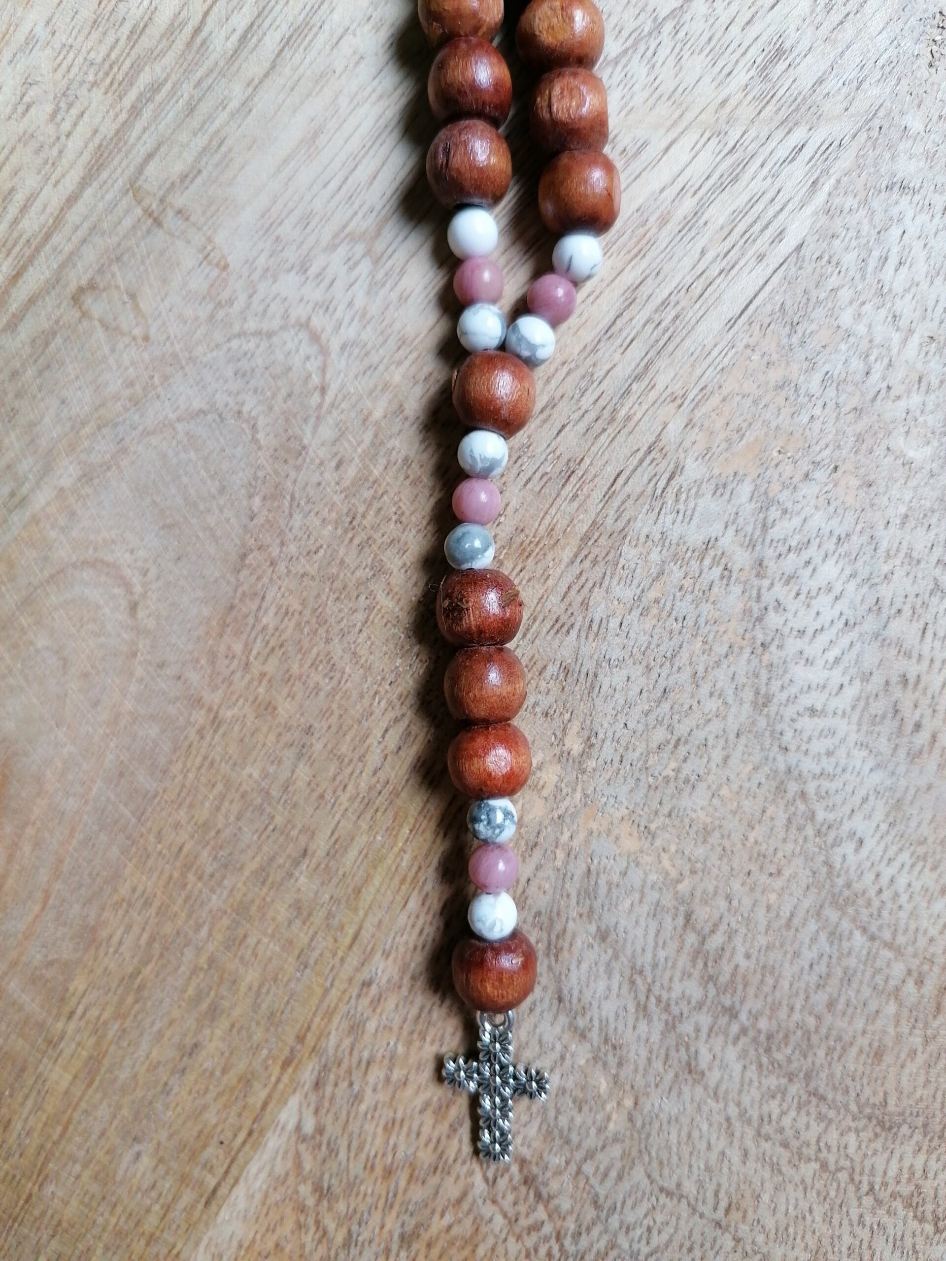 Chapelet en Howlite et Quartz rose – Image 2