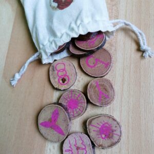 Runes des sorcières naturelles et paillettes rose